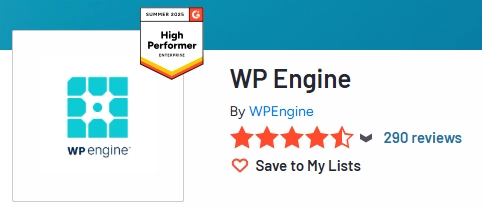 WP Engine G2 Ratings