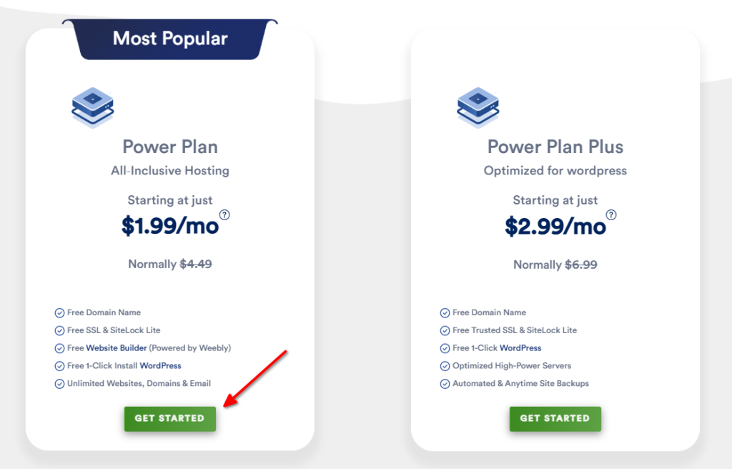Choose WebHostingPad Plan